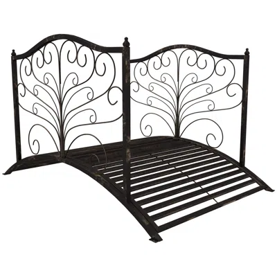 Hivvago 4' Metal Garden Bridge With Decorative Scrollwork