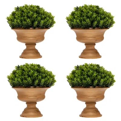 Hivvago 4 Pack Artificial Boxwood Topiary Trees In Green