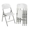 Hivvago 4 Pack Folding Stackable Chairs With Metal Frame And Carrying Handle-white