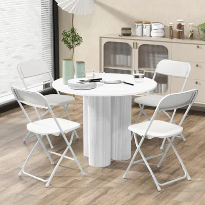 Hivvago 4 Pack Metal Folding Chairs With Plastic Seat And Back-white