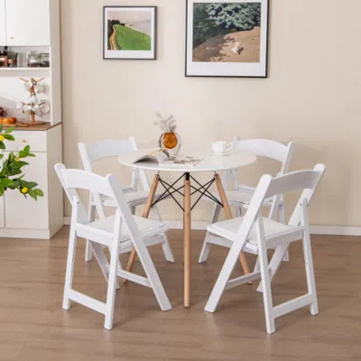 Hivvago 4 Pack Resin Folding Chairs With Padded Seat-white