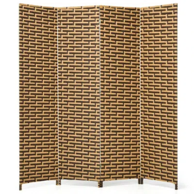 Hivvago 4 Panel Folding Privacy Partition Room Divider With Rustproof Hinge-yellow