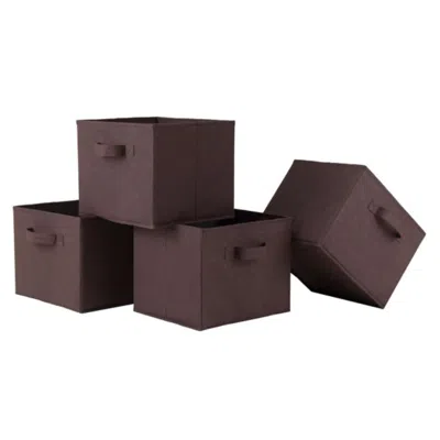 Hivvago 4-pc Foldable Fabric Basket Set Chocolate In Brown