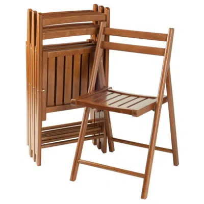 Hivvago 4-pc Folding Chair Set Teak In Brown