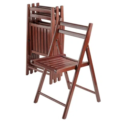 Hivvago 4-pc Folding Chair Set Walnut In Brown