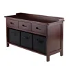 Hivvago 4-pc Storage Bench With 3 Foldable Fabric Baskets Walnut And Black