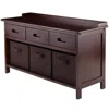 Hivvago 4-pc Storage Bench With 3 Foldable Fabric Baskets Walnut And Chocolate