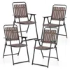 HIVVAGO 4 PCS PATIO FOLDING CHAIRS WITH PP SEAT AND BACK AND 400 LBS HEAVY-DUTY METAL FRAME-BROWN