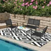 Hivvago 4 Pcs Patio Furniture Set Sofa Coffee Table Steel Frame Garden-gray