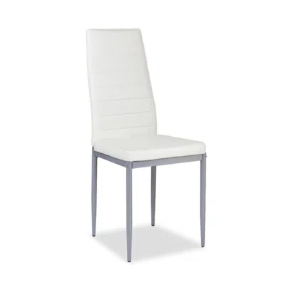 Hivvago 4 Pcs Pvc Leather Dining Side Chairs Elegant Design -white