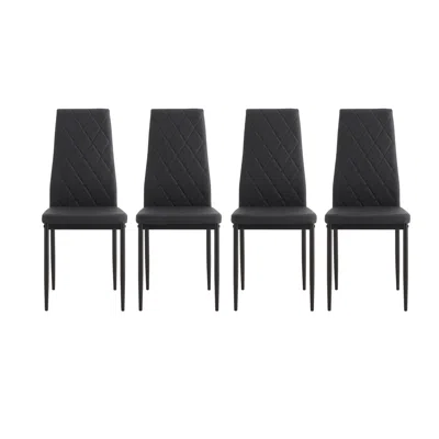 Hivvago 4 Pcs Simple Modern Kitchen Dining Chairs With High Density Sponge And Metal Legs - Black