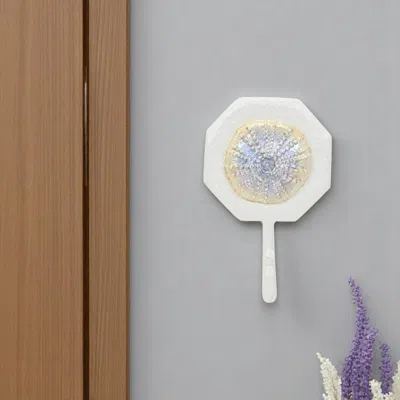 Hivvago 4" Pearl And White Cast Iron Sand Dollar Wall Hook