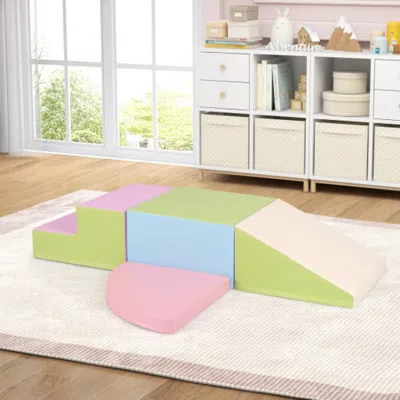 Hivvago 4-piece Climb And Crawl Foam Block Play Set For Infant Baby-pink