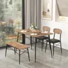 Hivvago 4 Piece Dining Table Set With Bench And 2 Chairs-brown