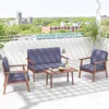 Hivvago 4 Piece Outdoor Acacia Wood Conversation Set With Soft Seat And Back Cushions-gray