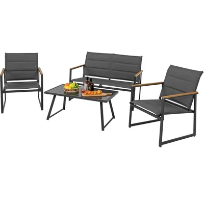 Hivvago 4-piece Outdoor Conversation Patio Furniture Set In Gray