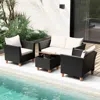 Hivvago 4 Piece Outdoor Conversation Set With Storage Coffee Table-white