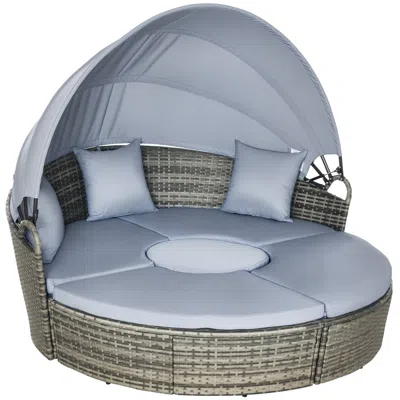 Hivvago 4-piece Outdoor Rattan Daybed Set With Canopy And Seating In White