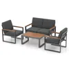 Hivvago 4 Piece Patio Aluminum Furniture Set With Armrests And Tabletop-gray