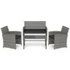 Hivvago 4 Piece Patio Conversation Set Rattan Chair Loveseat And Table Set In Gray