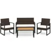 Hivvago 4 Piece Patio Furniture Set Outdoor Rattan Conversation Set With Cushioned Chairs And Wood Plastic C In Brown