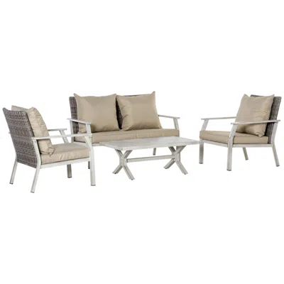 Hivvago 4-piece Wicker Patio Sofa Set With Cushions In Neutral