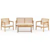 Hivvago 4 Piece Wood Patio Conversation Set With 2 Armchairs And Coffee Table-white