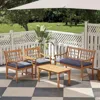 Hivvago 4 Piece Wood Patio Furniture With Armchairs Loveseat And Coffee Table-gray