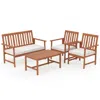 Hivvago 4 Pieces Acacia Wood Furniture Set With Seat Cushions And Robust Wood Frame-white