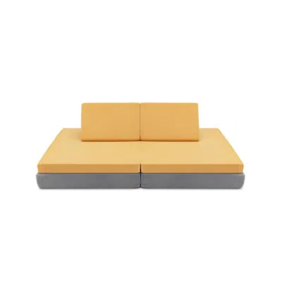 Hivvago 4 Pieces Convertible Kids Couch Set With 2 Folding Mats-yellow