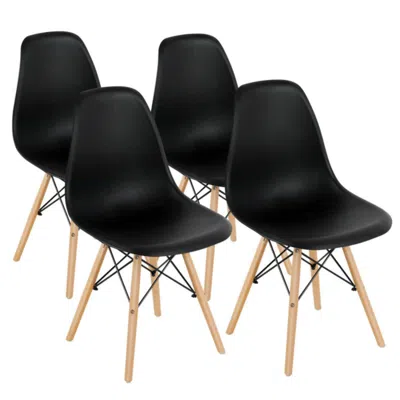 Hivvago 4 Pieces Modern Armless Dining Chair Set With Wood Legs-black