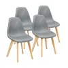 Hivvago 4 Pieces Modern Dining Chair Set With Wood Legs And Fabric Cushion Seat