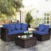 Hivvago 4 Pieces Ottoman Garden Patio Rattan Wicker Furniture Set With Cushion-gray