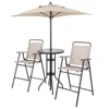 Hivvago 4 Pieces Outdoor Bar Set With Umbrella-beige