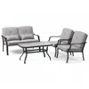Hivvago 4 Pieces Outdoor Conversation Set With Seat Back Cushions And Waist Pillows In Gray