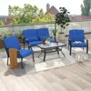 Hivvago 4 Pieces Outdoor Conversation Set With Seat Back Cushions And Waist Pillows-navy