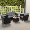 Hivvago 4 Pieces Outdoor Conversation Set With Storage Coffee Table-gray