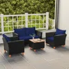 Hivvago 4 Pieces Outdoor Conversation Set With Storage Coffee Table-navy