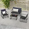 Hivvago 4 Pieces Outdoor Conversation Set With Tempered Glass Coffee Table-black