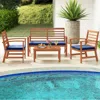 Hivvago 4 Pieces Outdoor Furniture Set With Stable Acacia Wood Frame-gray