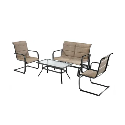 Hivvago 4 Pieces Outdoor Patio Furniture Set With Padded Glider Loveseat And Coffee Table-brown In Neutral