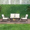Hivvago 4 Pieces Outdoor Rattan Conversation Set With Protective Cover