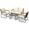 Hivvago 4 Pieces Patio Furniture Set With Tempered Glass Coffee Table In Multi