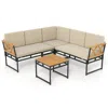 Hivvago 4 Pieces Patio L-shaped Sofa Set With Cushions And Side Table In Neutral