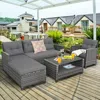 Hivvago 4 Pieces Patio Rattan Furniture Set With Cushion And Table Shelf-off White