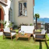 Hivvago 4 Pieces Patio Rattan Furniture Set With Removable Cushions-red