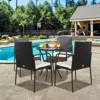 Hivvago 4 Pieces Patio Wicker Rattan Dining Set With Comfy Cushions