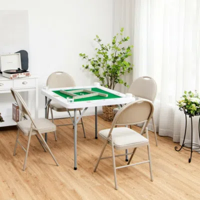 Hivvago 4-player Mahjong Game Table With Iron Frame In Neutral