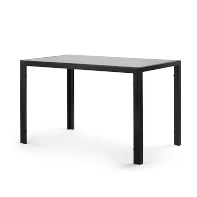 Hivvago 4 Seater Heavy Duty Tempered Minimalist Glass Top Dining Table - Black
