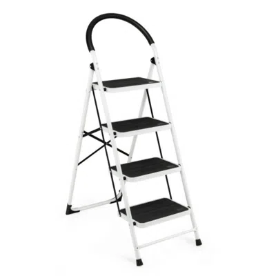 Hivvago 4-step Folding Ladder With Anti-slip Pedal Platform 330lbs Capacity